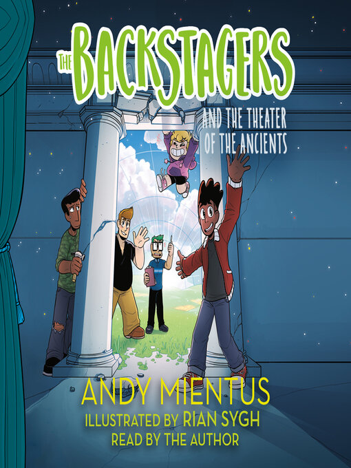Book jacket for The backstagers and the theater of the ancients : Backstagers series, book 2